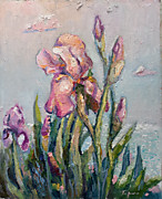 "Ирисы вечером" 20х25см, картон, масло, Таран Анна.